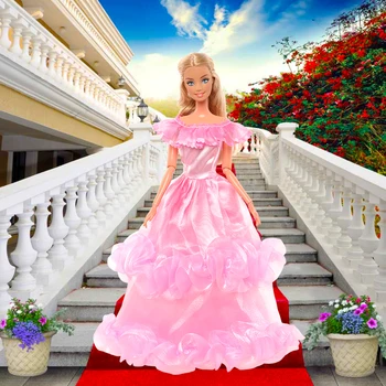 Barbie Drabužių 33 Straipsniai/set= 1 Ilga Suknelė + 10 Trumpą Suknelę + 10 Batai + 12 Lėlės Priedai Dovana Barbie Accesorios