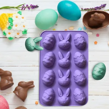 Mielas Easter Bunny Silikono Kiaušiniai Šokoladinis Pyragas Muilo Pelėsių Kepimo Ledo Lovelio Formos Kepimo Apvalios Formos Jello Desertas Ledo Juodžemio Pardavimas