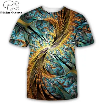 2019 Naujas Mados Psichodelinio T-shirt Algoritminės Fraktalas Meno Šaukštas Grafika 3D Spausdinimo Vyrai Moterys Vasarą Streetwear Atsitiktinis T shirts