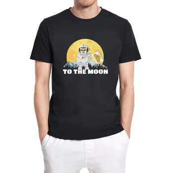Į Mėnulį marškinėliai Vyras O-kaklo Bitcoin Doge Marškinėlius vyriški trumpomis Rankovėmis Marškinėliai Derliaus Juokinga Unisex Viršūnes Tee