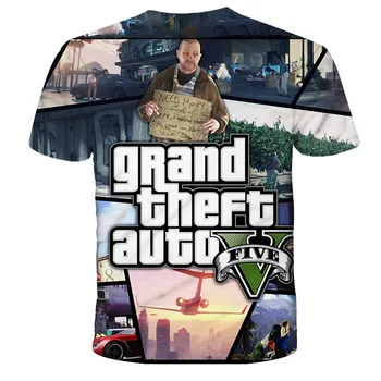 2021 Grand Theft Auto-Vasaros GTA 5 Vaikai Berniukas T-shirt Spalva 3D Atspausdintas Marškinėliai GTA5