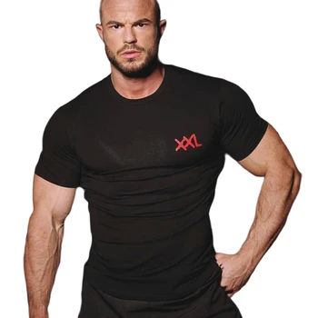 2021 Nauji Medvilniniai vyriški Brand T-Shirt Trumpas Rankovėmis Elastingumą Fitneso Tees Veikia Viršų Mados Atsitiktinis Marškinėliai Raumenų Vyrų Marškinėlius