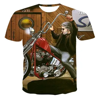 2021 vasaros naujo ir įdomaus motociklo stiliaus marškinėliai vyrų mados, 3-D spausdinimo trumpomis rankovėmis, madingi ir patogus vyriški c