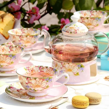 Stiklo arbatos rinkinys, Europos stiliaus namų virtos arbatos juodos arbatos puodelio keramikos užbaigti popietės arbata nustatyti gali būti šildomas