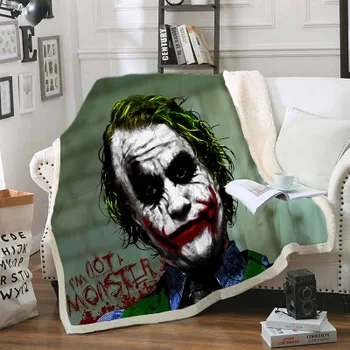Karšto Pardavimo Joker 3D Atspausdintas Vilnos Antklodė Suaugusiųjų Antklodės Lovos Storio Antklodė Mados Lovatiesė Sherpa Mesti Antklodę Suaugusiems Vaikams