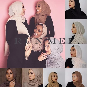 Musulmonų moterys mados medvilnės skalbiniai vientisos spalvos šalikas aukštos kokybės, prabangos galvos skara apsaugos nuo saulės, paplūdimio rankšluostį candy spalva hijab šalikas