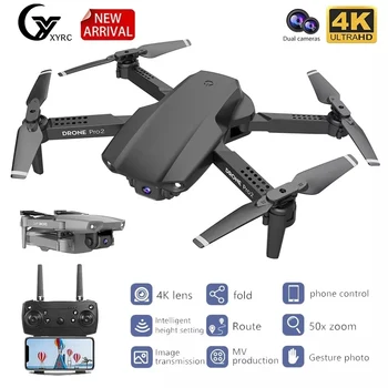 E99 RC Mini Drone 360 Laipsnių Flip 4K 1080P Dual Camera WIFI FPV aerofotografija Viena Pagrindinių Grįžti Sulankstomas Quadcopter Drone Žaislai