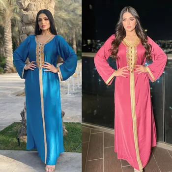 Abaja Dubajus Turkijos Islamo Drabužių Kaftan Ilgos Suknelės Musulmonų Moterims, Vakaro Suknelės, Malaizija Elegantiškas Flanelė Suknelės