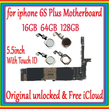 IPhone 6S Plus pagrindinė Plokštė Be Touch ID / Su Touch ID,Originalus unlockedfor iphone 6s plius Logika valdybos 16gb /64gb /128g