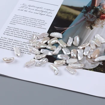 10x20mm Natūralus Baltas Nereguliarus Biwa Gėlo Vandens Prarasti Perlų Papuošalai Priėmimo