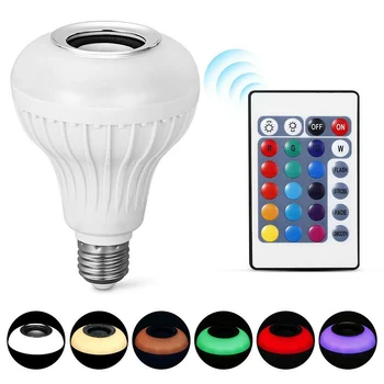 220V Protingas Kontrolės Lemputė RGB Bluetooth Nuotolinio Žaisti Muzikos Garsiakalbis LED Lemputė 15W Spalvingų šviesų ir SPINDULIŲ Nuotolinio Valdymo