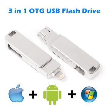 Usb 3.0 OTG USB Flash Drive 32GB Pen Drive Flash Diskas 8GB 16GB 64GB 128GB Pendrive 3 in 1 