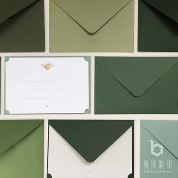 5vnt/daug Žalios Spalvos Seriją Japonijos Rosa Popieriaus Meno Popierius, Vokai 105mmX155mm plonos Tekstūros, Šiltas Prisilietimas Kortelės, Vokai