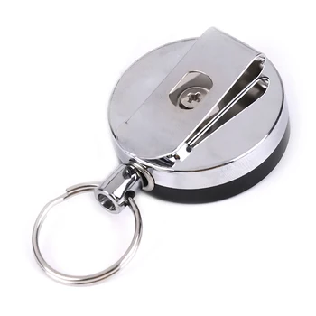 1pcs Key Chain Atatranka Ištraukiamas Metalo Vielos Žiedo Įrašą Traukti paketų prižiūrėtojų raktinę Retracting Keychains Bag Klavišą Dekoro Diržo Kortelės Turėtojas