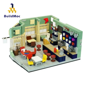 BuildMoc Miesto House Condominium Diner Konstruktorius Blokai Miesto Street View Apartment Modelis Plytų Žaislas Vaikams, Dovana