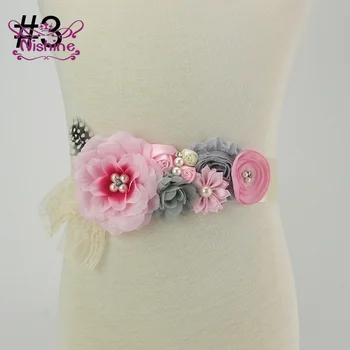 Moteriški Pearl Gėlių Varčios Rankų Darbo Rožė Gėlių, Plunksnų Diržai Bridesmaid Suknelę Apdailos Motinystės Juostos Fotografijos Rekvizitai