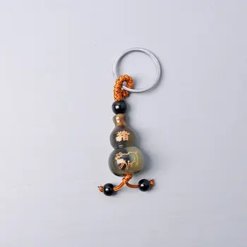 Senovės Kinijos Feng Shui Įdegio Imitacija Ragai Moliūgas Zodiako Keychain Pakabukas Gimdymo Zodiako Wu Lou Pakabukas Raižyti Amuletas