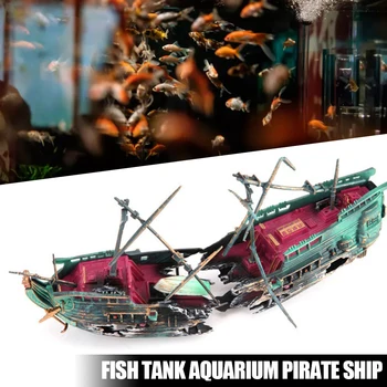 Akvariumas Piratų Laivo Sudužimas Skaldytų Akvariumo Žuvų Bako Apdaila, Akvariumo Reikmenys, Namų Kraštovaizdžio Puošmena