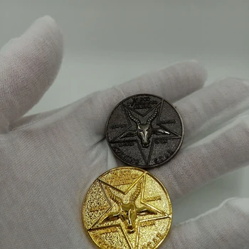 Liuciferis Ryto Žvaigždė Šėtonas Sekminių Monetos, Avių Galvos Logotipas Proginę Monetą, Zodiako Progines