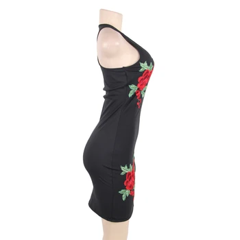 Moterų Siuvinėjimo Gėlių Elegantiška Vintage Apvalkalą Bodycon Plius Dydžio Juodos spalvos Elegantiškas Kokteilis Slim Fit Šalis Suknelės RS80493