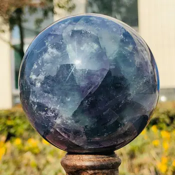 Natūralių spalvų fluorito kristalas kamuolys namų puošybai Reiki energijos akmuo gydomųjų mineralinio rankų darbo Feng Shui 