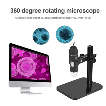 1600X 8LED USB Skaitmeninis Mikroskopas, Elektroninis Didintuvas Kamera Endoskopą Reguliuojamas Priartinimas su Kalibravimo Valdovas Laikiklis