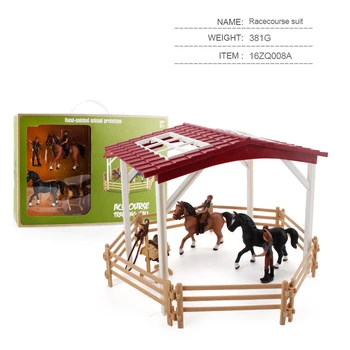 Vaikams Žaislai Žirgas Modelis Imituojamas Lenktynių Scena Arklių Mesti Tvora Nustatyti Gyvūnų Duomenys Žirgų Treneris 