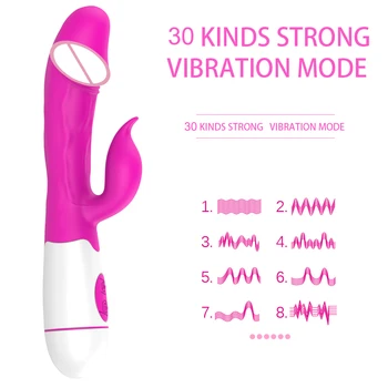30 Greičio Dviguba Vibracija G Spot Dildo Rabbit Vibratorius Erotiniai Moterų Masturbator Sekso Žaislai Moterims Makšties Klitorio Massager