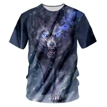 YFFUSHI Vyrų 3d marškinėliai Mados Wolf 3D Spausdinimo Visą Spausdinti Hip-Hop Tees Vasaros Atsitiktinis Slim Fit marškinėliai Vyrams