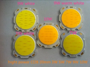 10VNT/daug COB LED aukštis galios Vaiskiai balta šiltai balta paviršiaus šviesos šaltinis 3W 5W 7W 10W 300mA Šviesos Dimensiją, 20mm Žetonų