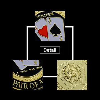 Paauksuoti Kulkos Pora Tūzų Hold ' Em Pokerio Card Guard Lasvegas Fichas Iššūkis Monetos Premier Suvenyrai, Kolekcines, Monetas