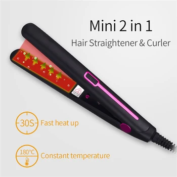 2 in 1 Nešiojamų Hair Curler Butas Geležies Mini Plaukų ištiesinimo priemonės Profesionali Plaukų Tiesinimo Gofruotosios Geležies Stilius Įrankiai