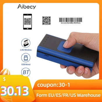Aibecy Nešiojamą 1D 2D QR Mini brūkšninių kodų Skaitytuvas 3-in-1 BT 2.4 G Bevielio & USB Laidinio brūkšninių Kodų Skaitytuvas Nešiojamasis Skaitytuvas, Ekrano Scan