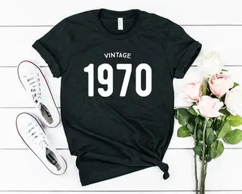 1970 m. 50 Penkiasdešimt Gimtadienio Dovana Marškinėlius Mados Laišką Medvilnės Moterų marškinėliai trumpomis Rankovėmis Viršuje Trišakiai Plius Dydis O-Kaklo Marškinėliai Derliaus
