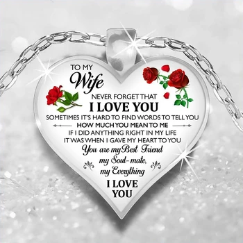 Mano Žmona Persikas Širdies Pakabukas Širdies formos Meilės Stiklo Karoliai