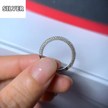 18K eina aukso/sidabro žiedas tinka šalis, Paprasta ir spalvingas pusė ratu komplektas su deimantų vestuvinis papuošalų garsaus prekės ženklo