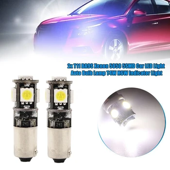 10vnt Canbus BA9S T4W LED Automobilių Lemputės T2W T3W H5W 5050 5smd Automobilių Priemonė Lempos Licenciją Plokštelės šviesos 12V 12913 12910 Balta