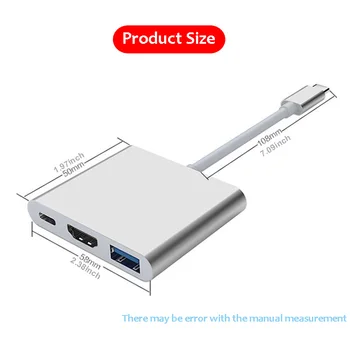 TurboTech USB C Hub su HDMI, USB, C Tipo Adapteris, Dokas Su PD 