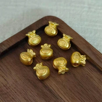 Grynas 24K Geltonojo Aukso Pakabukas 3D Pinigų Maišo Granulių 1PCS TIK / 0.13-0.17 g / Lucky Perdavimo Granulių