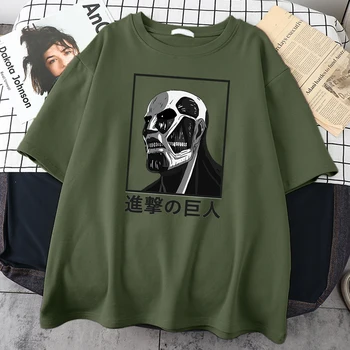 Išpuolis Titan Milžiniško Titan Spausdinimo Mens T-shirts Vasaros Anime Drabužių, O-neck Tee Viršuje Prarasti Negabaritinių Tee marškinėliai vyrams