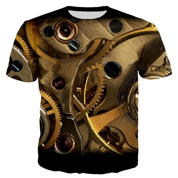 3DT marškinėliai pankų drabužių mechaninė, t-marškinėliai, topai tee vyrų vasaros įdomus spausdinimo t-marškinėliai, vyriški marškinėliai