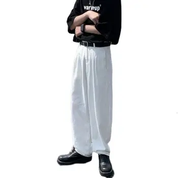 Vasaros Baggy Balti Džinsai Vyrų Mados Atsitiktinis Plataus kojų Džinsai Vyrams Streetwear Prarasti Hip-hop ' Straight kojų Džinsai Kelnės Mens S-XL
