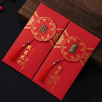 2vnt Raudonos spalvos Pakelių Kinijos Raudona Pasisekė, Vokus Pinigams skirtų Maišelių, Animacinių filmų Paketas Kinų Naujųjų Metų Dovanos Vestuvėms Naujųjų Metų Didmeninės