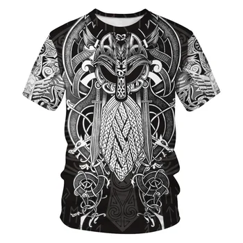 2021 vėliau kaip Viking simbolis 3D atspausdintas T-shirt vyrams vasaros trumparankoviai Harajuku marškinėliai vyriški gatvės hip-hop unisex viršūnės