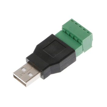 USB 2.0 Type A Male/Female, kad 5P Varžtas w/ Shield Terminalo Kištuko Adapterio Jungtis 652A
