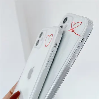 Pusė Meilė Širdies Skaidrus Telefono dėklas Skirtas iPhone 11 12 Pro Max XR XS Max 7 8 Plius Minkštos TPU Bamperis atsparus smūgiams Telefono Coque Dangtis