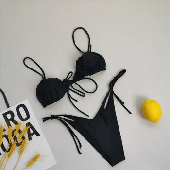 Moterų Sexy Brazilijos Bikini Komplektas Tvarstis Maudymosi Kostiumėlį, Nėriniai-Up Maudymosi Kostiumėliai, Thong Maudymosi Kostiumą Aukšto Juosmens Paplūdimio 2021
