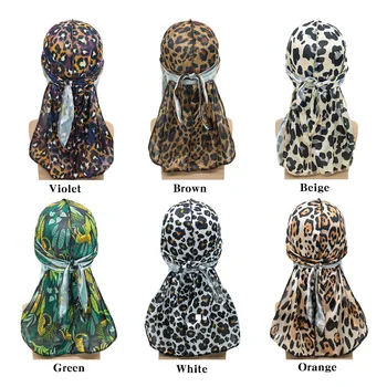 Leopard Šilkiniai Durag Vyrams, Moterims Spausdinti Bandana Bžūp Hip-Hop Apdangalai, Kvėpuojantis Doo Rpg Perukai Pirate Hat Plaukų Aksesuarai