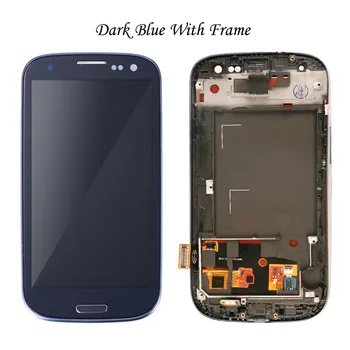 Originalus I9300 LCD Samsung Galaxy S3 Ekranas Jutiklinis Ekranas skaitmeninis keitiklis komplektuojami su Rėmo I9300i I9301 I9301i I9305 Gt-i9300