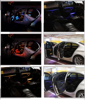 Automobilių neon vidaus duris aplinkos šviesos dekoratyvinis apšvietimas 2-Mėlyna spalva Oranžinė Lemputė BMW 5 serijos F10 F11 F18 2010-2017 LED